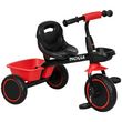 HOMCOM Tricycle pour enfant évolutif avec siège réglable - pédales - 2 paniers - ceinture - pour enfant de 2 à 5 ans - rouge et noir