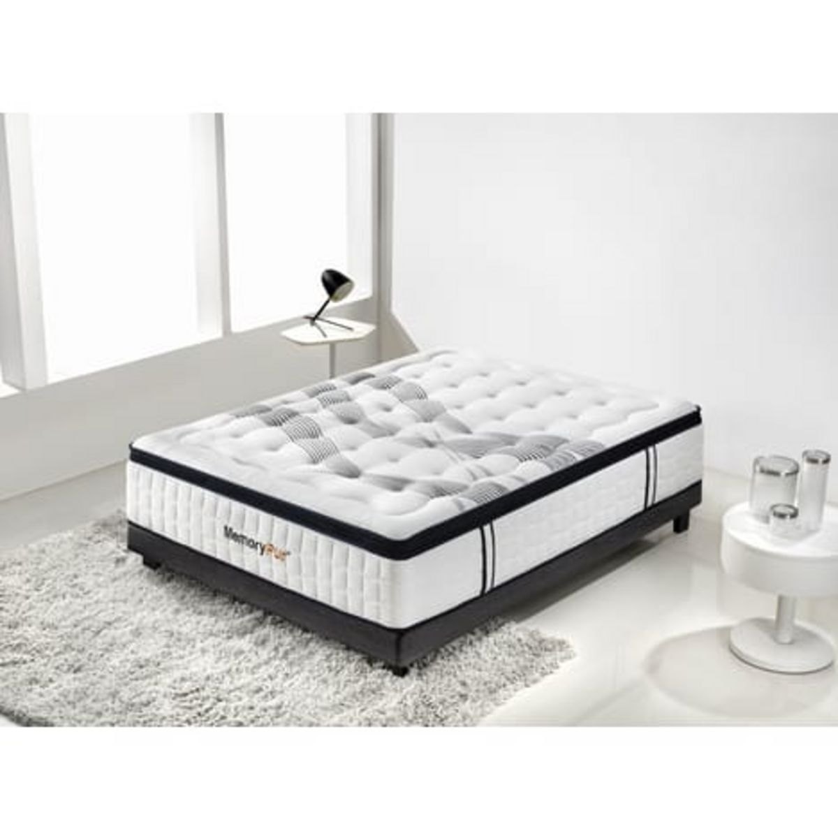 MemoryPur Ensemble matelas ressorts ensachés   sommier en kit 180x200 ...
