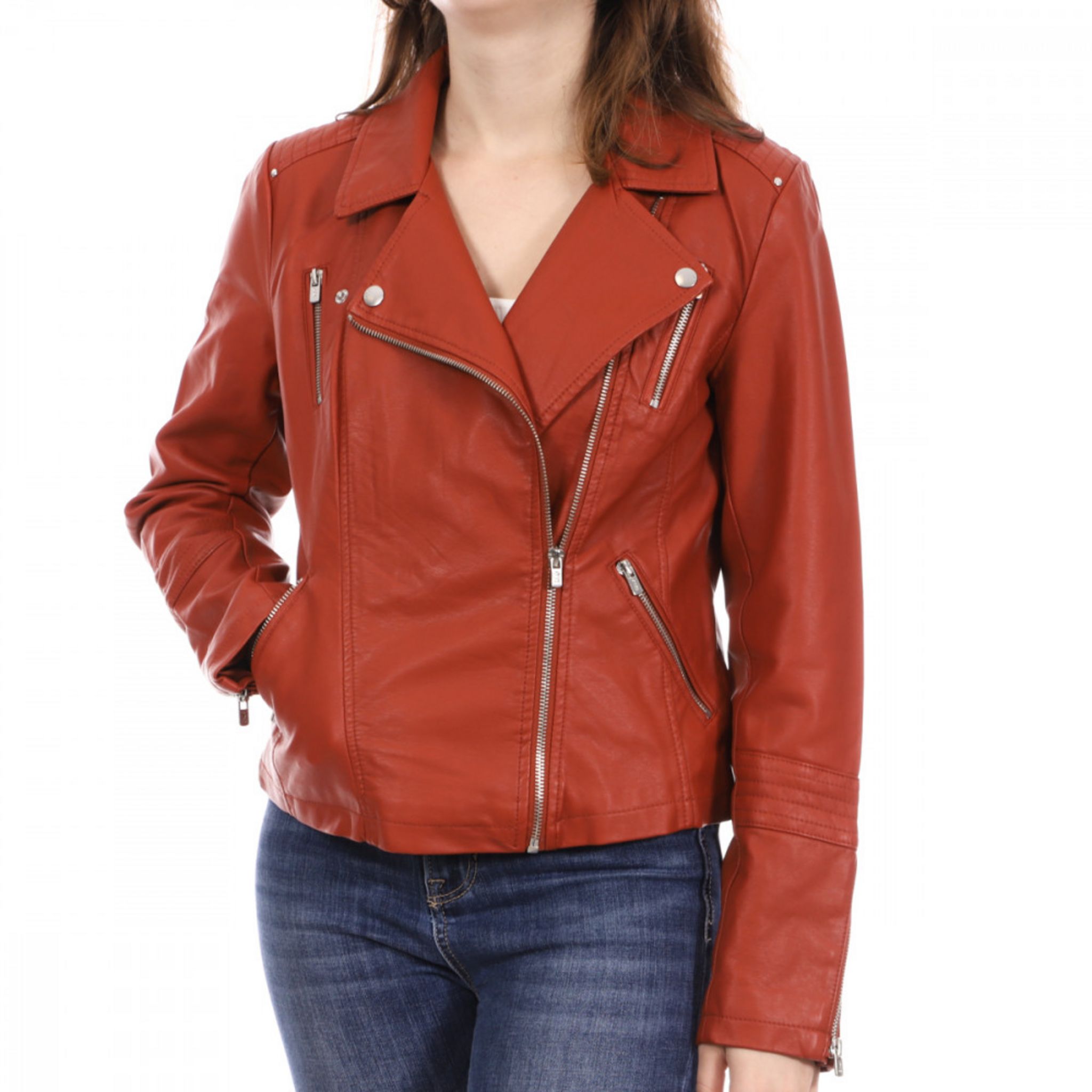 Veste Perfecto Rouge Femme Only Gemma pas cher Auchan.fr