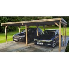 Carport bois traité Talanga  toit plat  30,32 m² pour 2 voitures