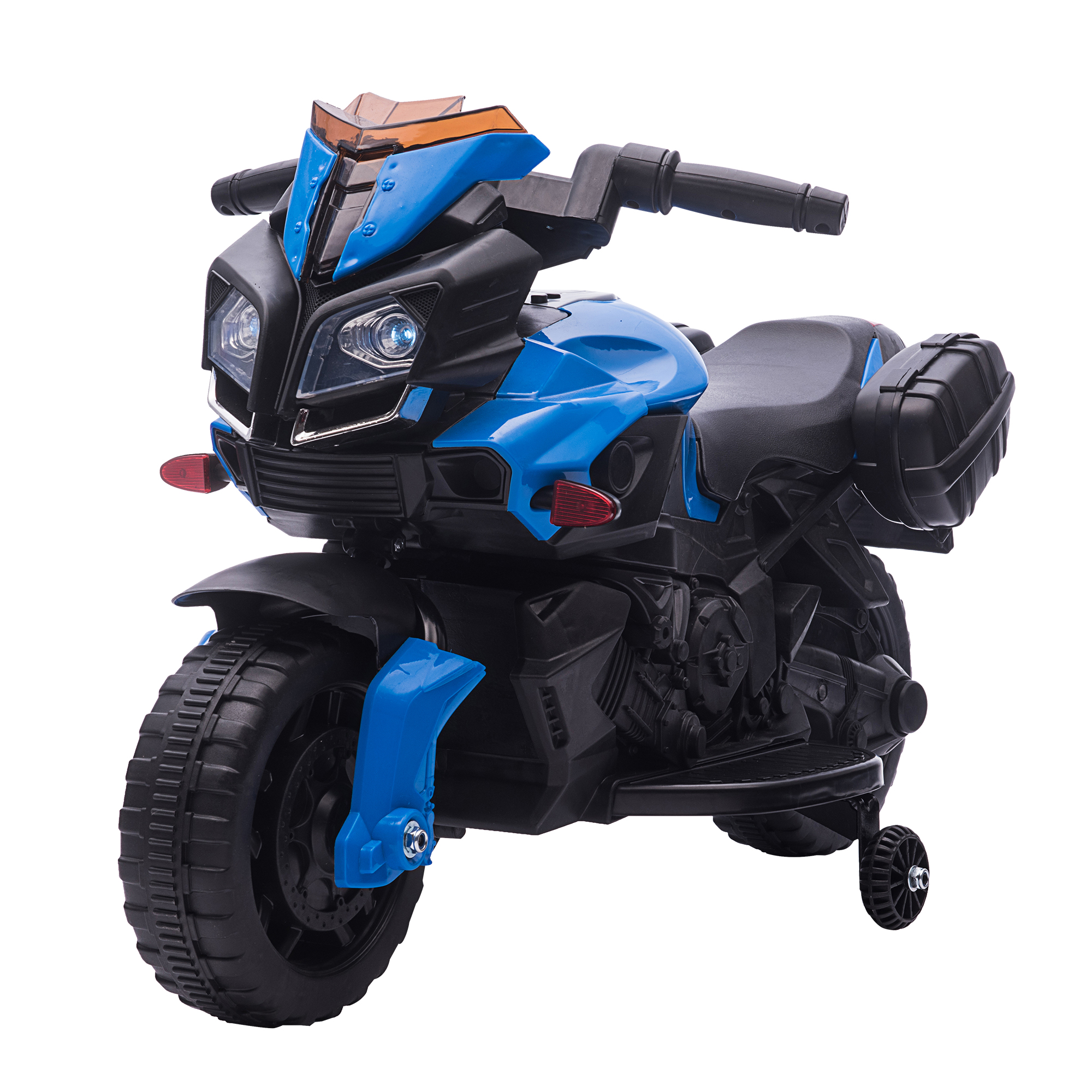 Homcom - Moto électrique pour enfants scooter 3 roues 6 V 3 Km/h effets  lumineux et sonores top case rouge