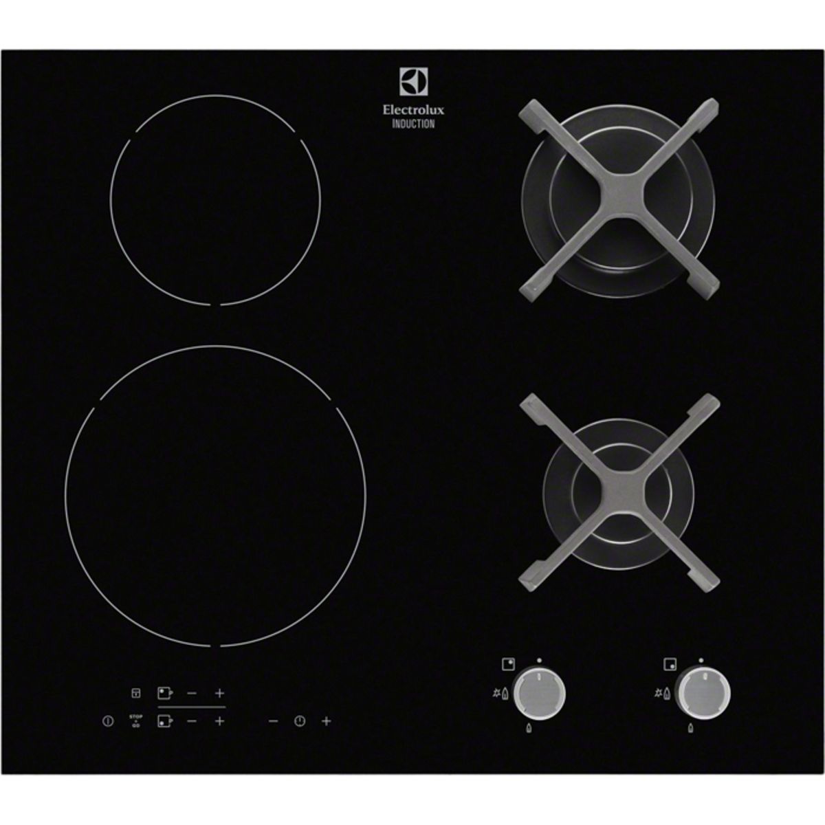 ELECTROLUX Table de cuisson Mixte EGD6576NOK 60 cm 2 foyers gaz 2