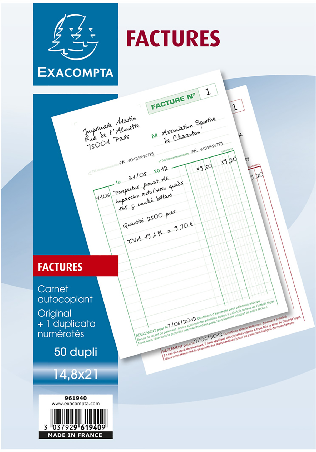 Exacompta - Manifold Carnet de factures pour auto-entrepreneurs