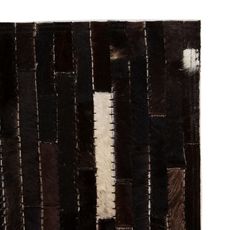 Tapis Cuir veritable Patchwork 120 x 170 cm Rayures Noir/Blanc