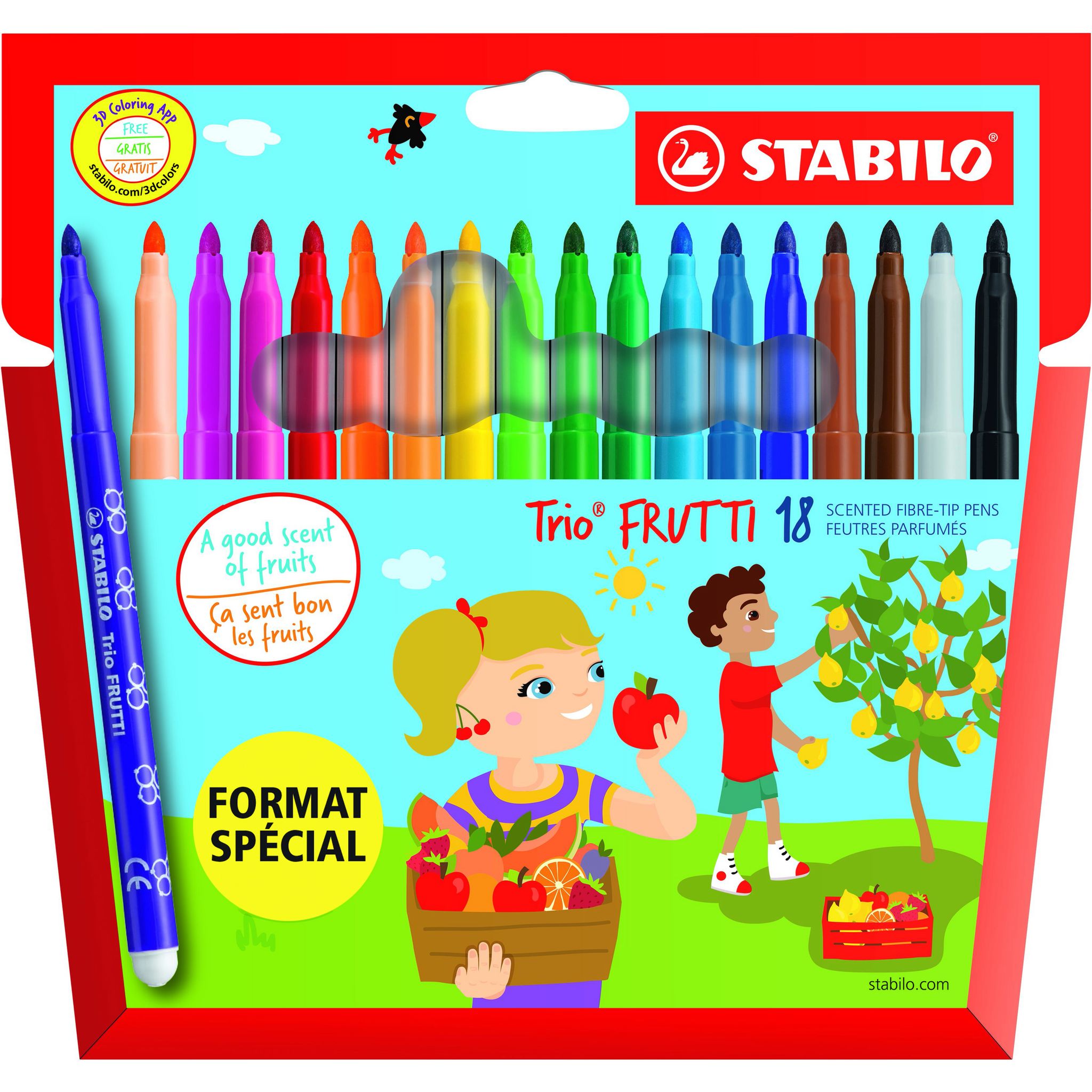 Feutres X18 de coloriage trio frutti STABILO : Les 18 feutres à Prix  Carrefour