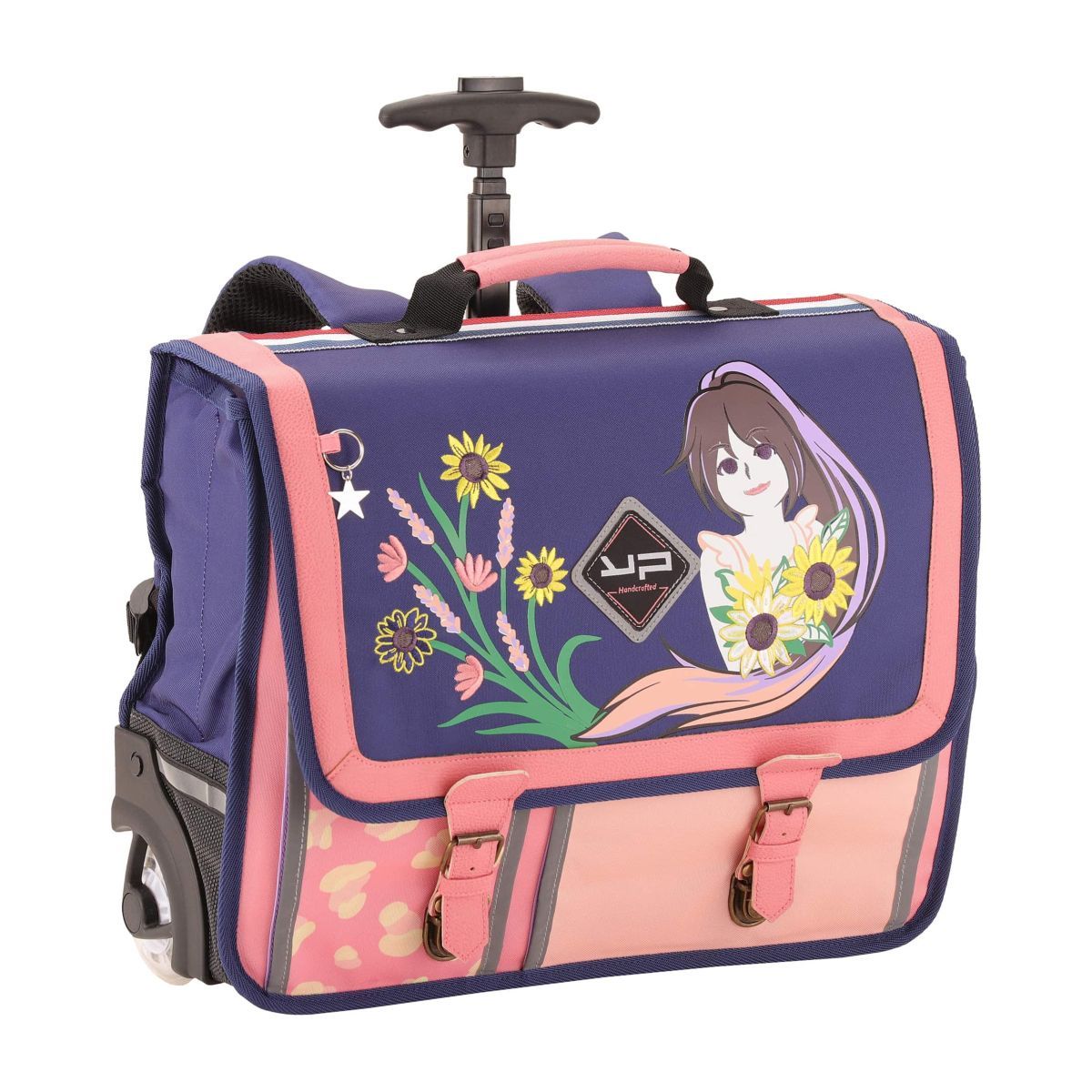 Cartable roulettes 41 cm CM1 CM2 rose