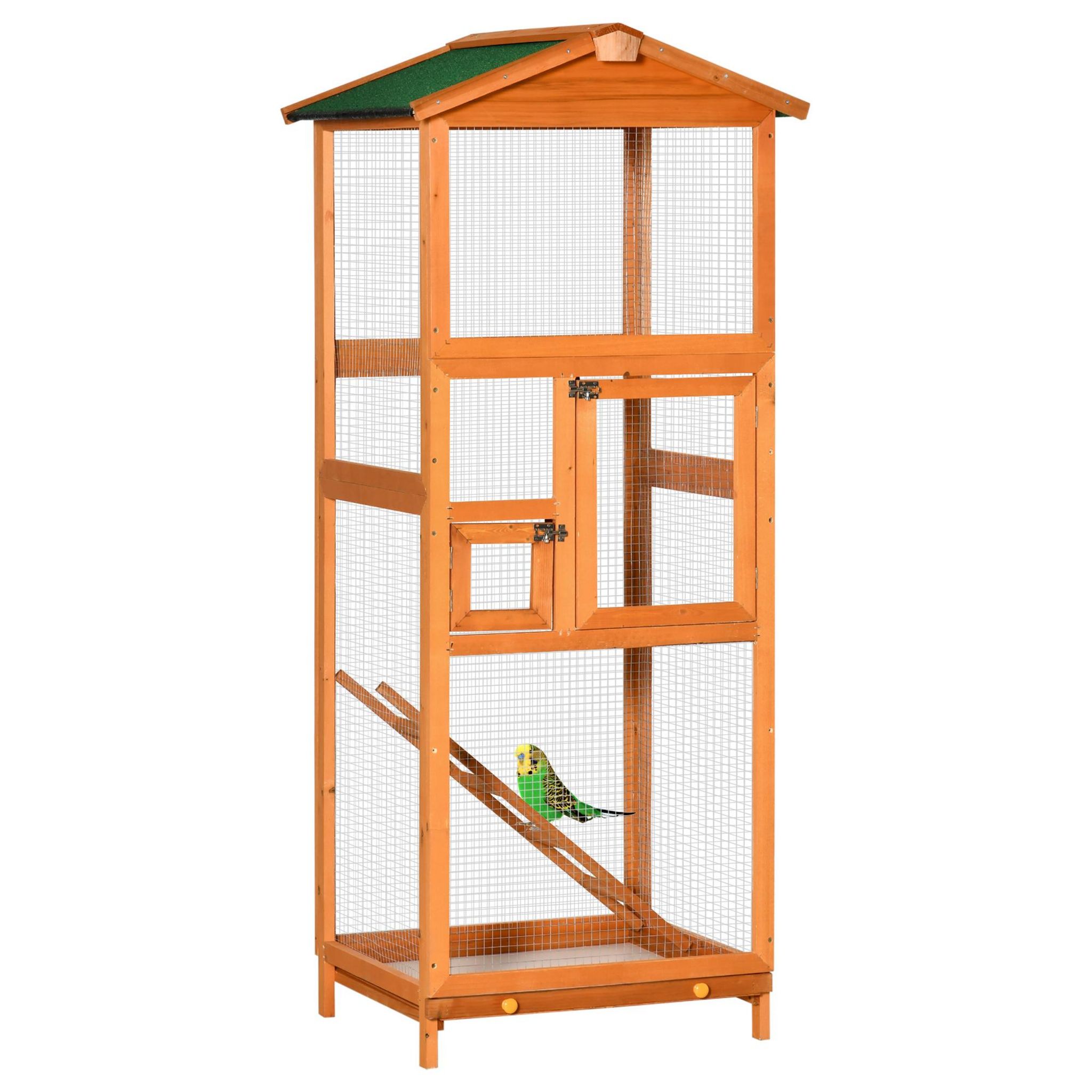 Cage à oiseaux volière avec mangeoires perchoirs plateau 2 portes blanc  blanc Pawhut