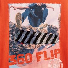 IN EXTENSO T-shirt manches courtes à sequins skater garçon (Orange)