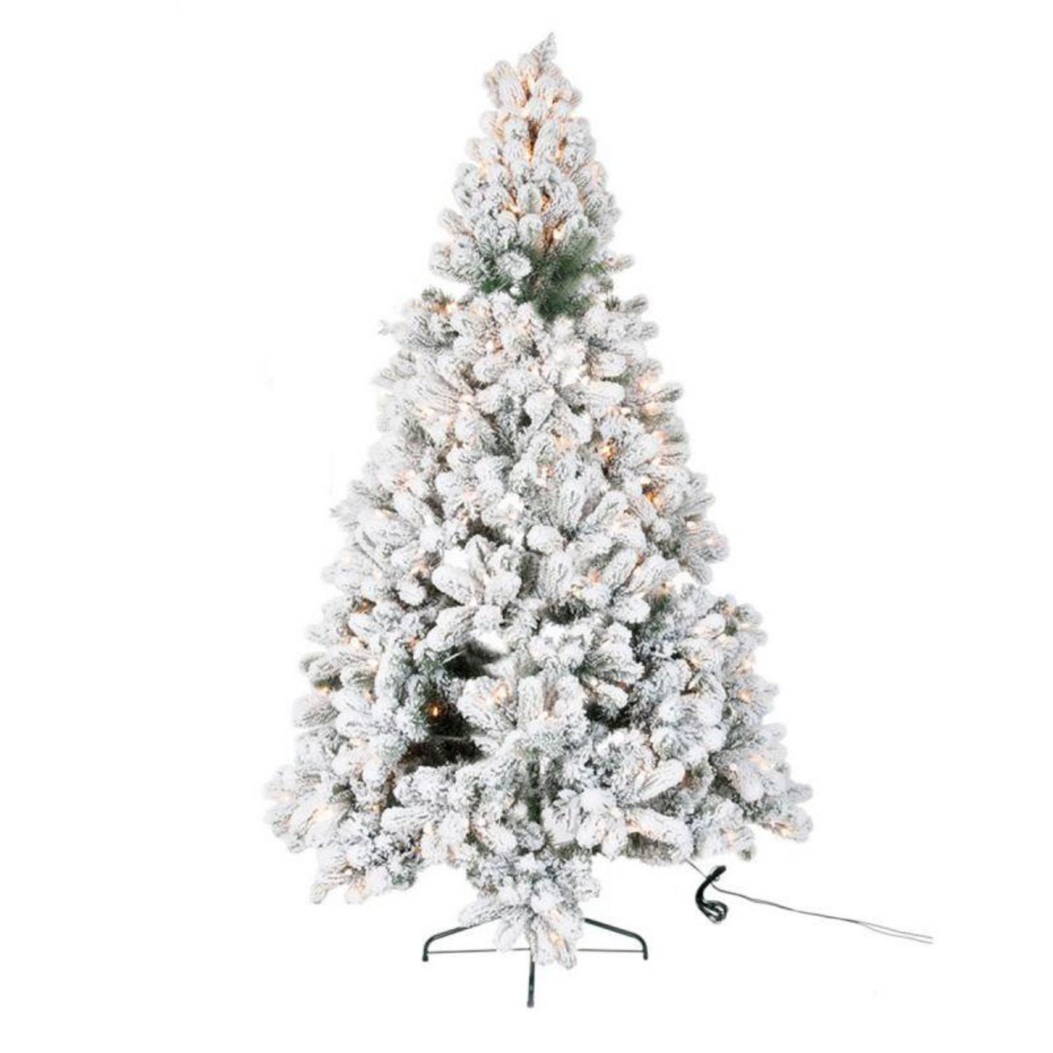 Sapin de noël artificiel enneigé oslo - branches épaisses - h. 180 cm -  blanc et vert Couleur blanc Toilinux