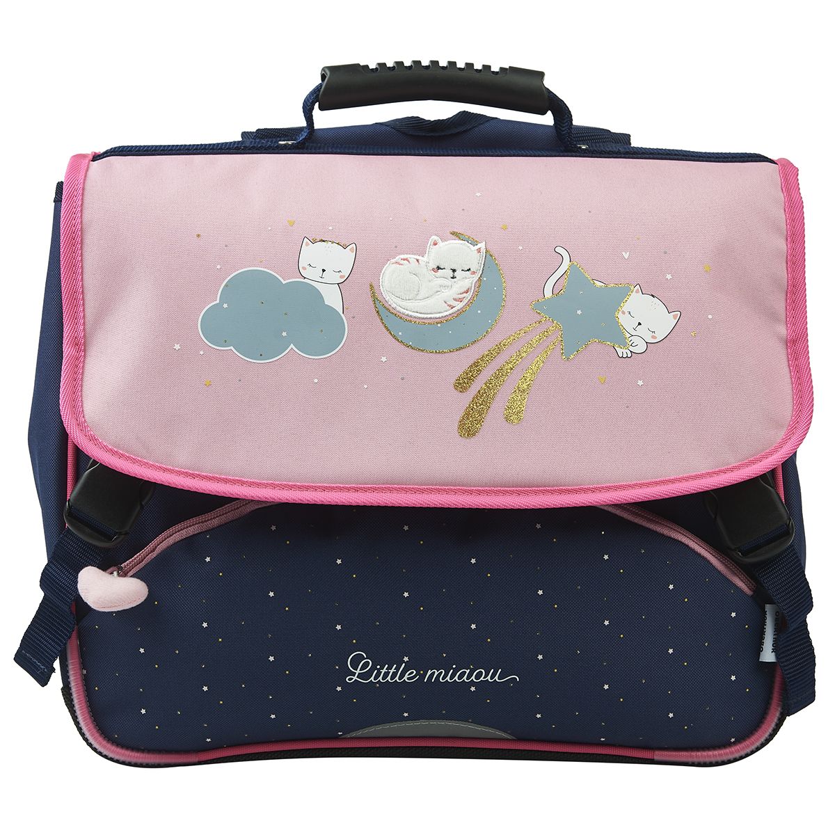 Cartable 38cm CP CE1 CE2 rose et bleu chatons