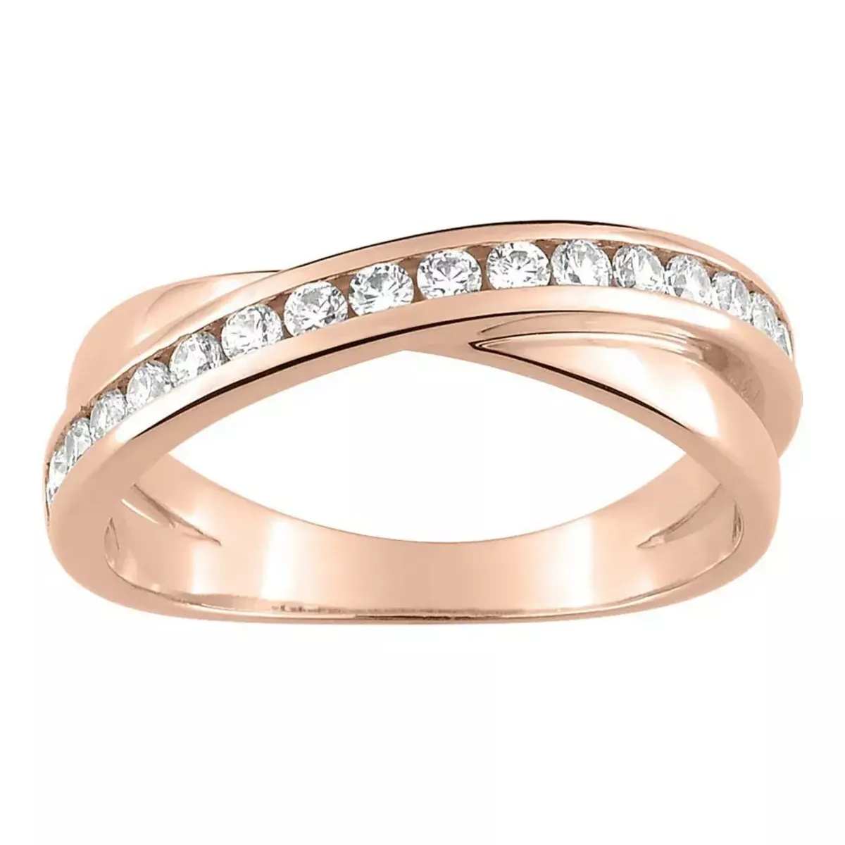 Tousmesbijoux Bague Femme - Oxyde de zirconium - Plaqué Or Rose