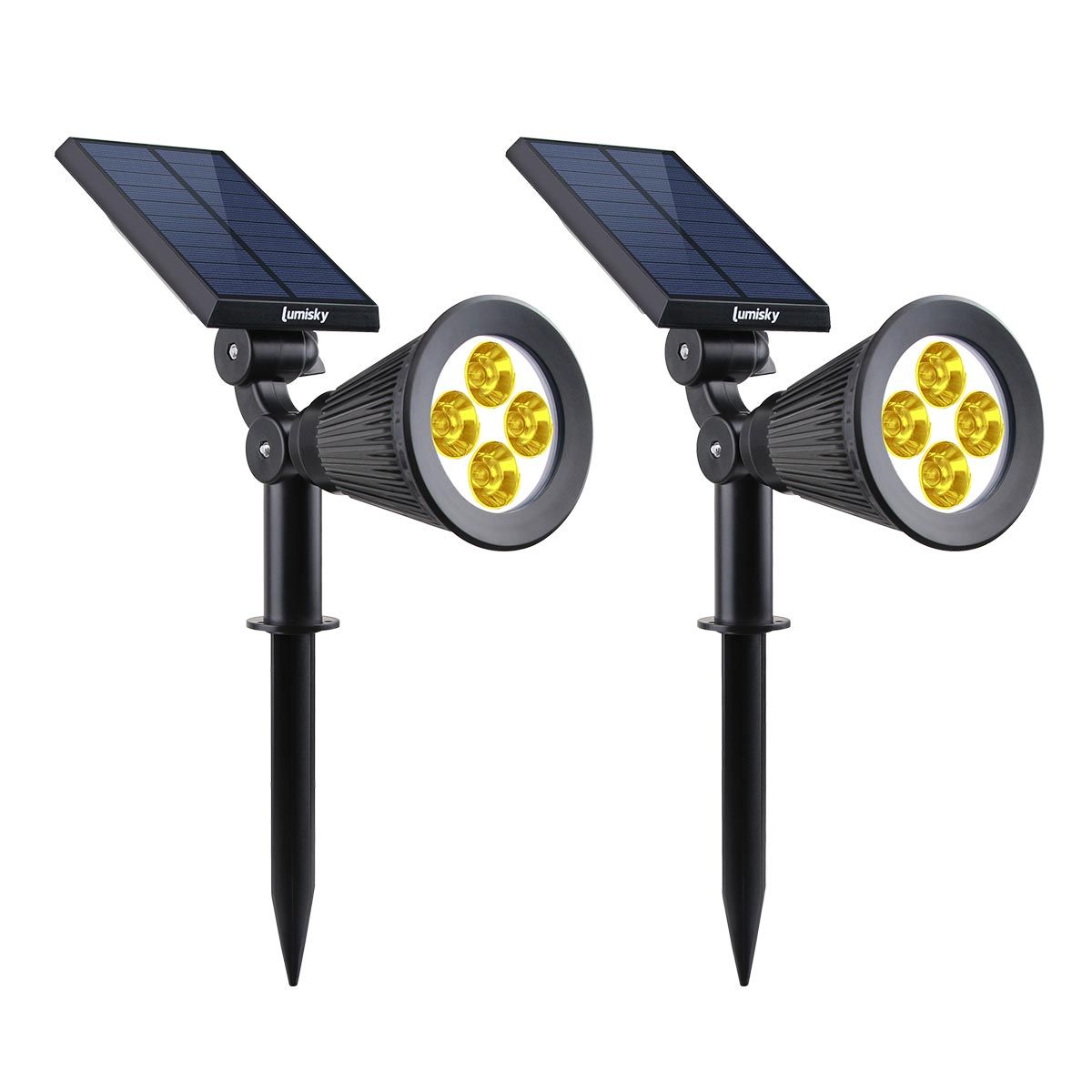 Lumisky Lot de 2 spots solaires projecteurs 2x SPIKY WARM Noir Plastique 100LM