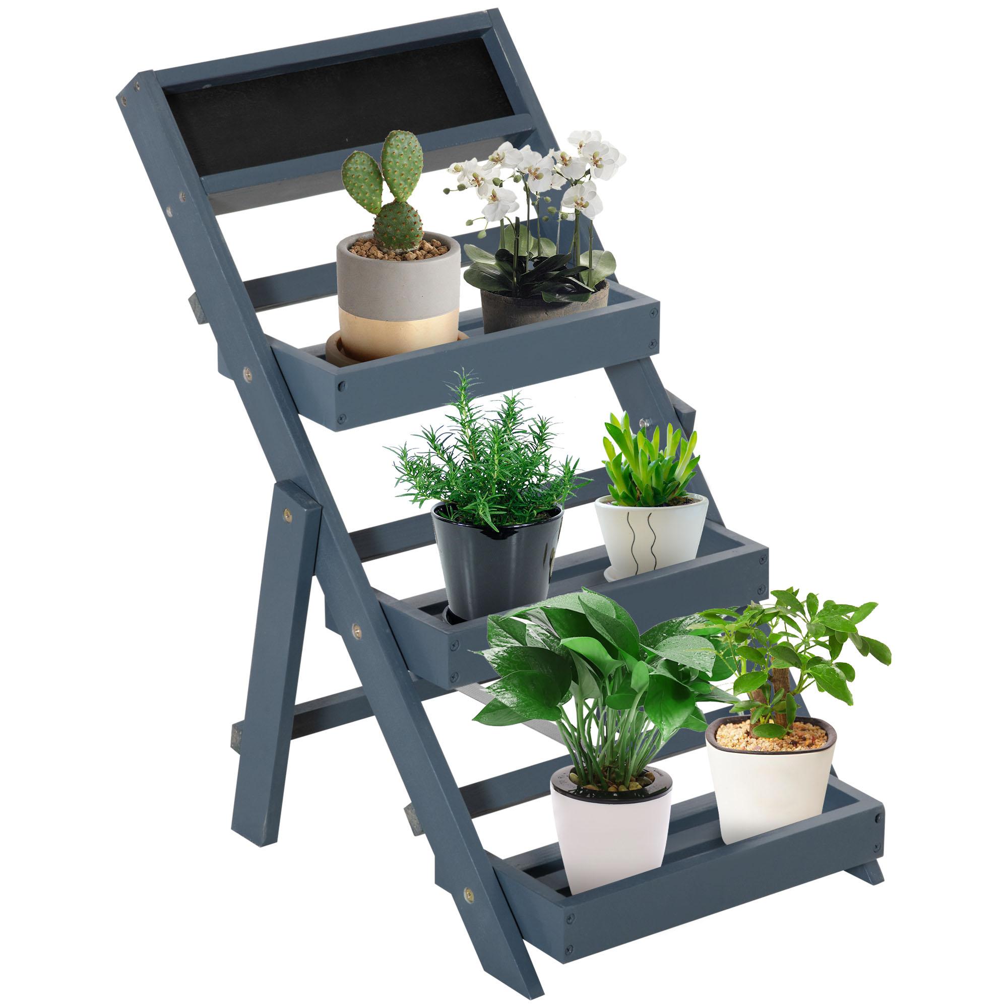 Étagère à fleurs en bois - porte plante bois 5 tablettes bois sapin  Outsunny