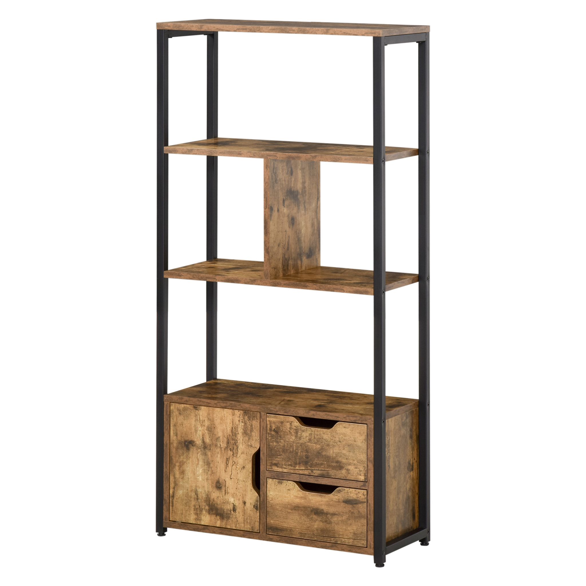 Étagère bibliothèque séparateur de pièce style industriel en escalier 5  étagères dim. 102L x 30l x