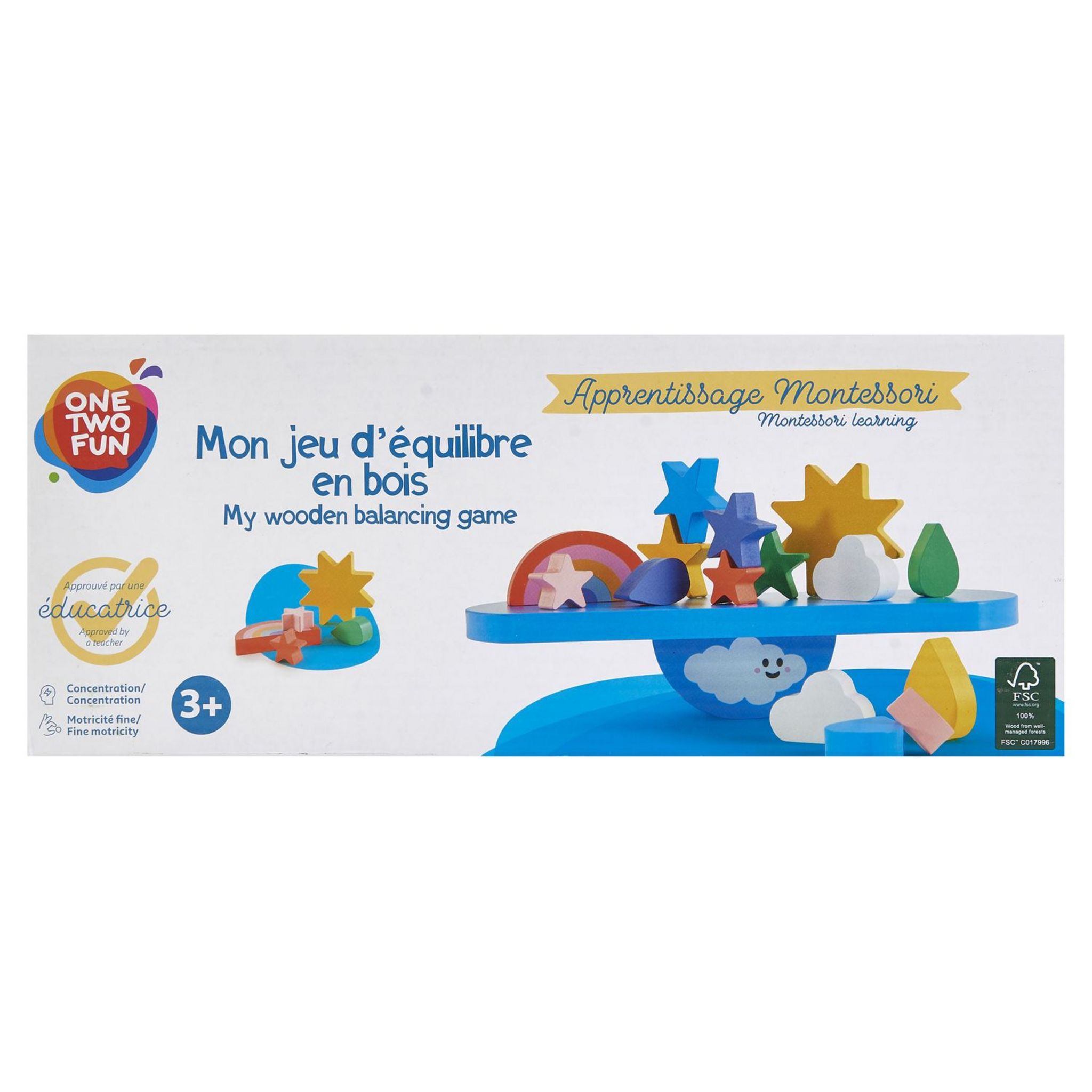 One Two Fun Trotteur multi-activités en bois pas cher 