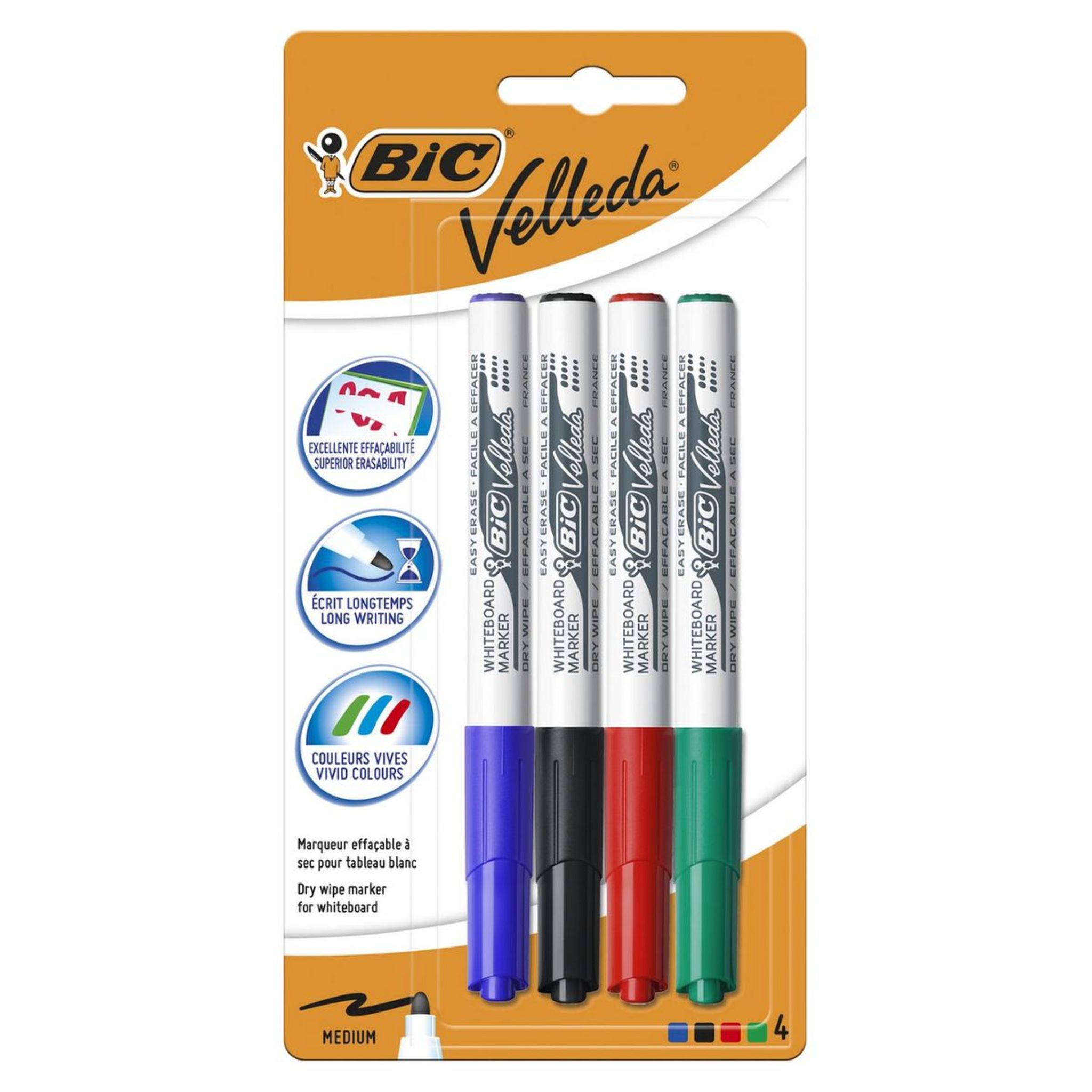 LOT DE 6 feutres velleda BIC POINTE FINE 1721 BLEU