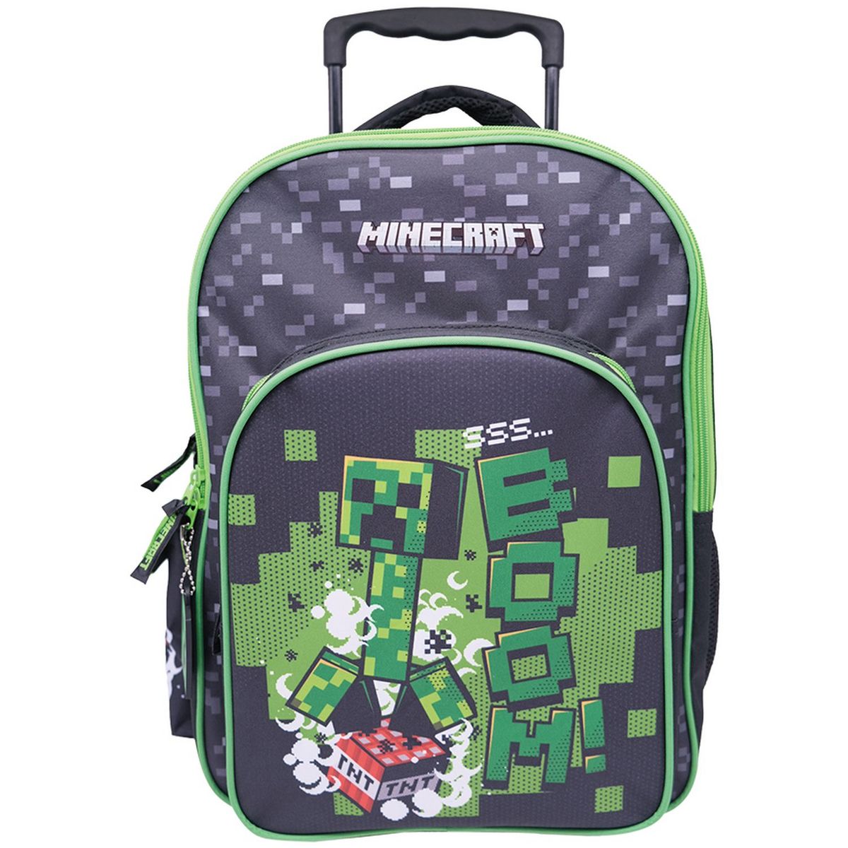 MINECRAFT Sac dos roulettes 2 compartiments gris pas cher