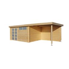 Abri de jardin bois APETINA / toit plat avec auvent / 21 m²
