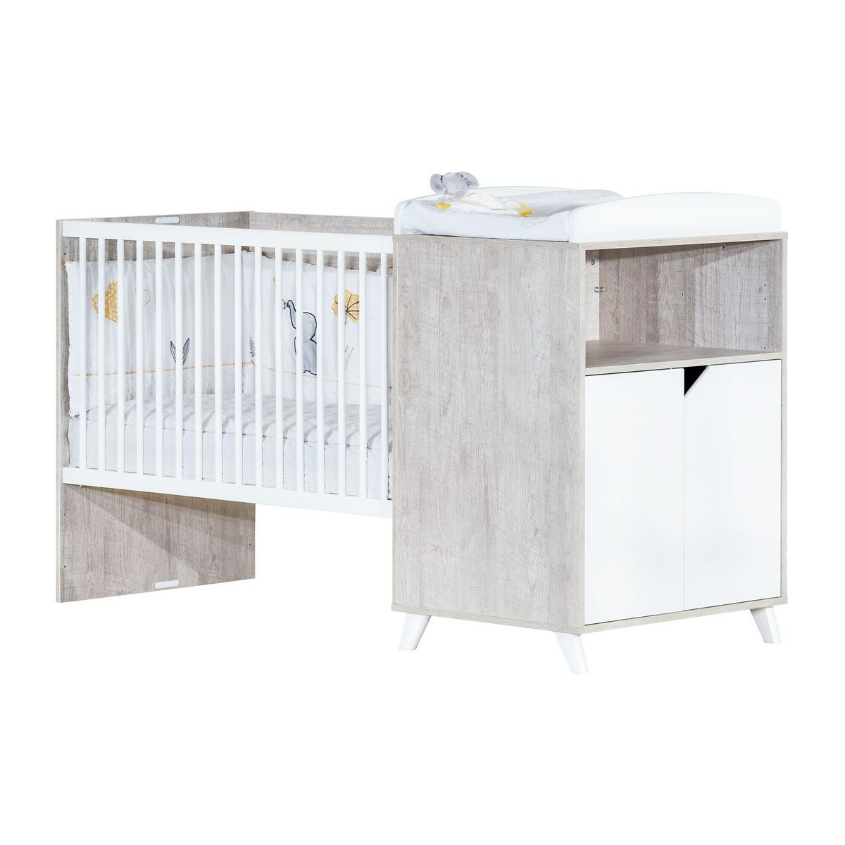 Baby Price Lit Bebe Combine 1x60 Evolutif En 90x190cm Scandi Coloris Gris Pas Cher A Prix Auchan