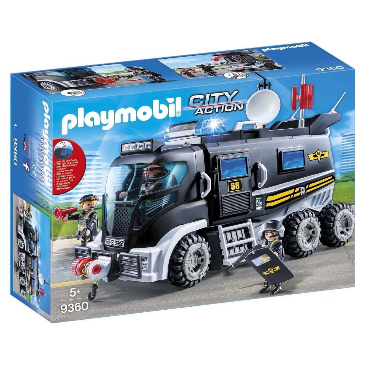 PLAYMOBIL 9360 - City Action - Camion des policiers d'élite sirène pas cher  