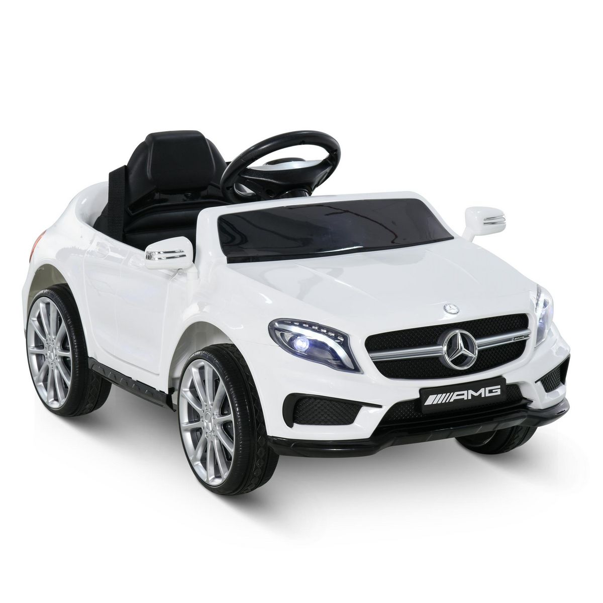 HOMCOM Voiture véhicule électrique enfant 6 V vitesse 3 Km/h télécommande effets sonores + lumineux Mercedes GLA AMG blanc