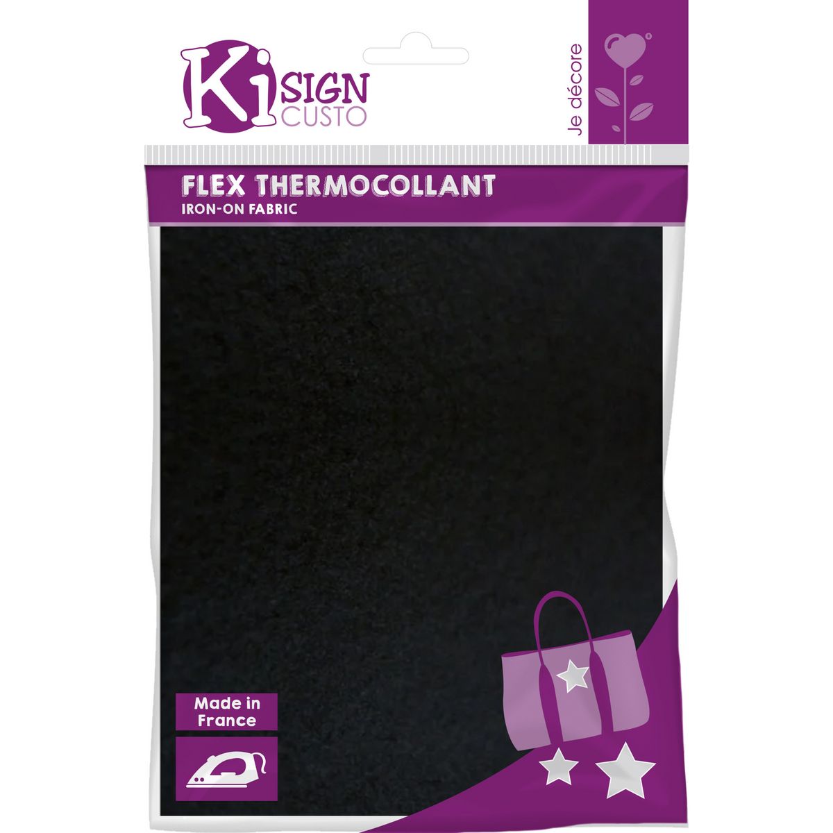 Ki-Sign Tissu thermocollant velours Noir