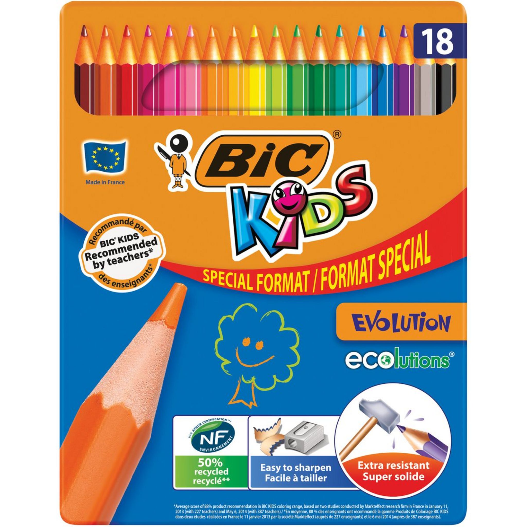 BIC Boîte métal de 12 crayons de couleur Evolution