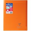 CLAIREFONTAINE Cahier piqué polypro Koverbook 24x32cm 96 pages grands carreaux Seyes orange transparent