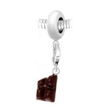 Charm perle SC Crystal en acier avec pendentif chocolat