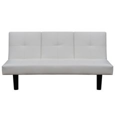 Canape-lit avec table deroulante en cuir artificiel Blanc