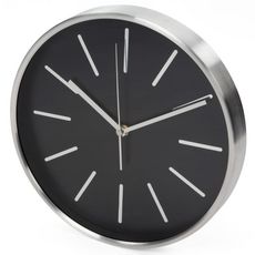 Perel Horloge murale 30 cm Noir et argente