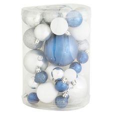 Lot 48 boules plastique bleu/argenté