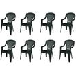 ARETA Lot de 8 fauteuils de jardin résine anthracite STRESA 