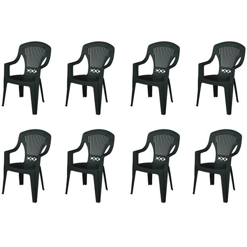 Lot de 8 fauteuils de jardin résine anthracite STRESA