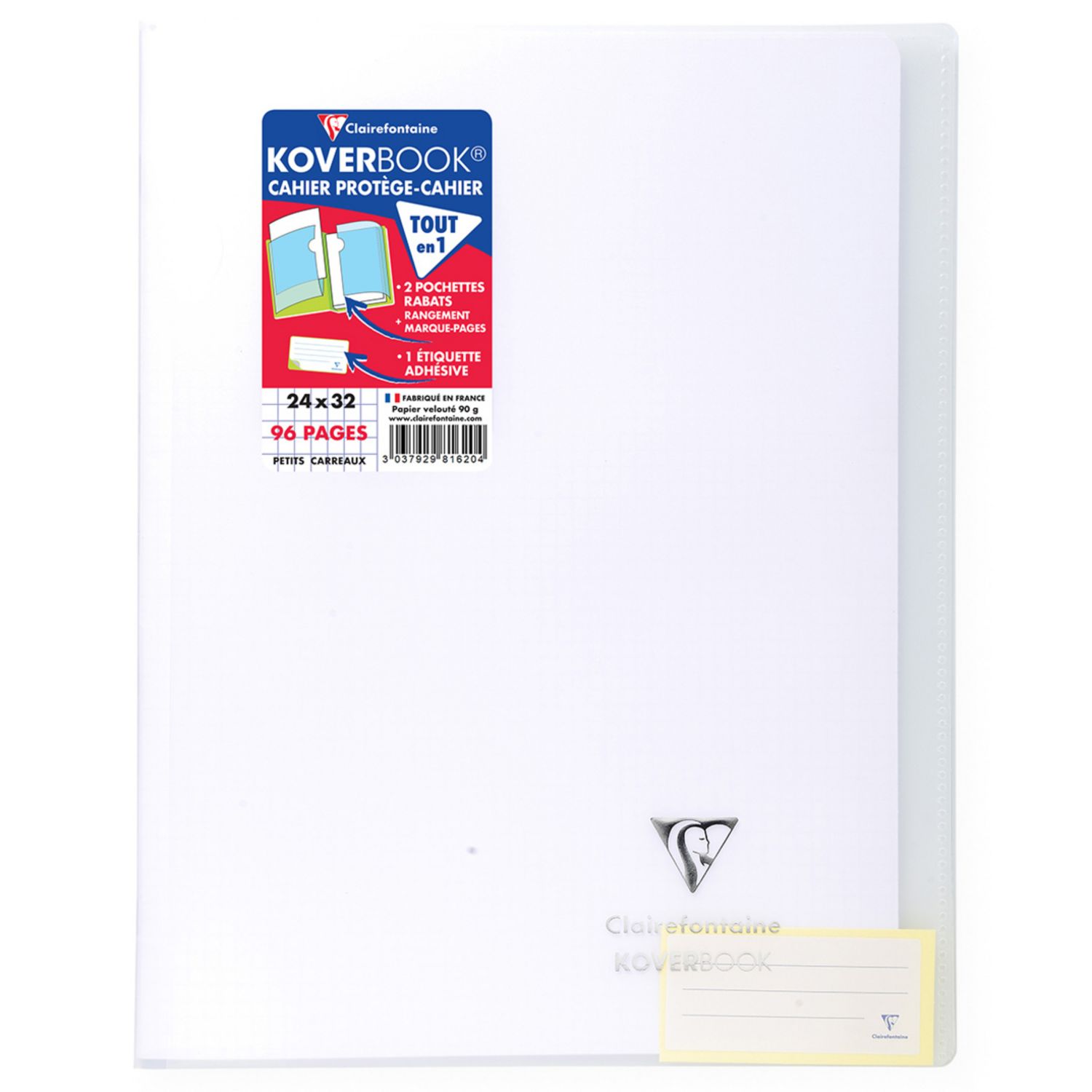 Clairefontaine Koverbook - Cahier polypro A5 - 160 pages - petits carreaux  (5x5 mm) - disponible dans différentes couleurs pastels Pas Cher