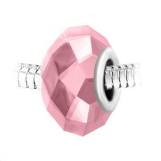 Charm perle cristal rose à facettes et acier par SC Crystal
