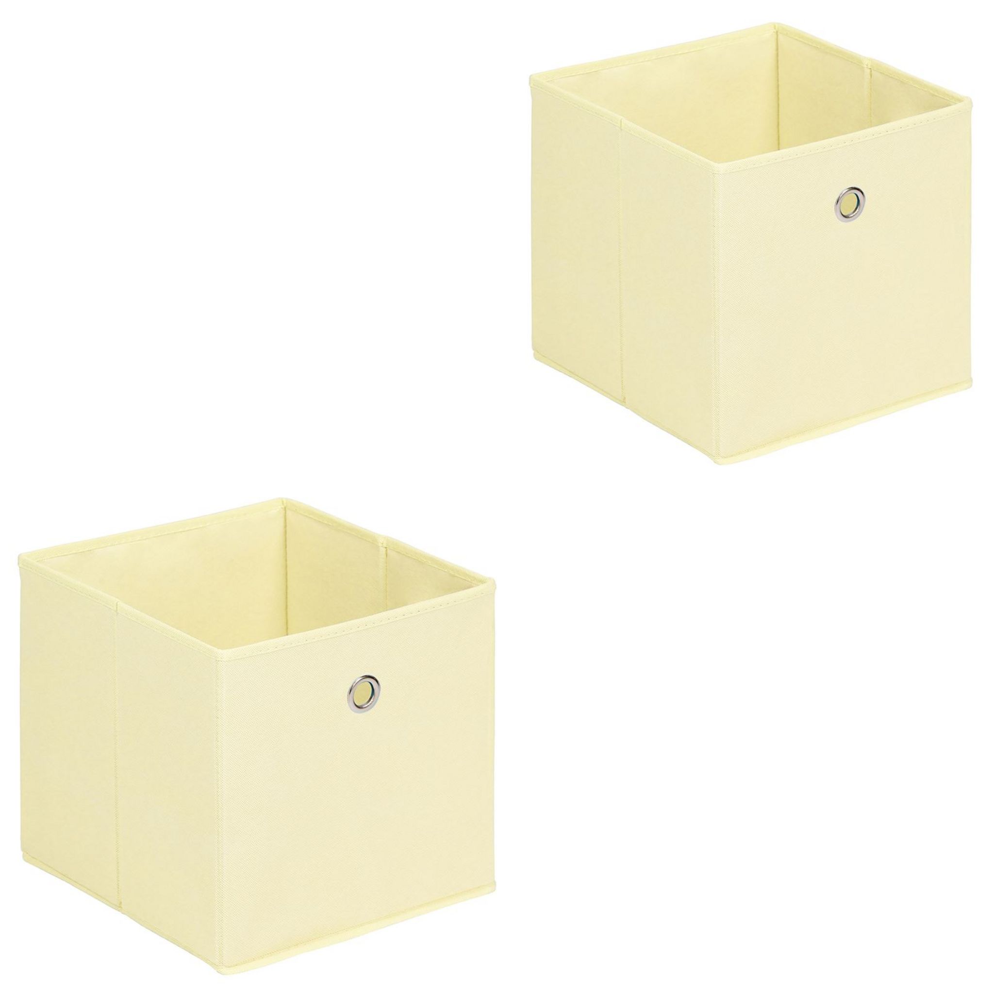 Lot de 2 tiroirs en tissu blanc ELA boîte de rangement ouverte