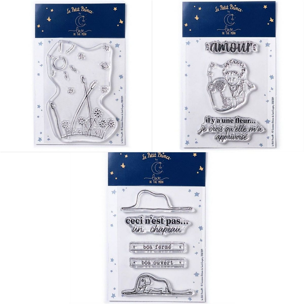 Youdoit 9 Tampons transparents Le Petit Prince et le Paysage + Fleur + Boa Eléphant