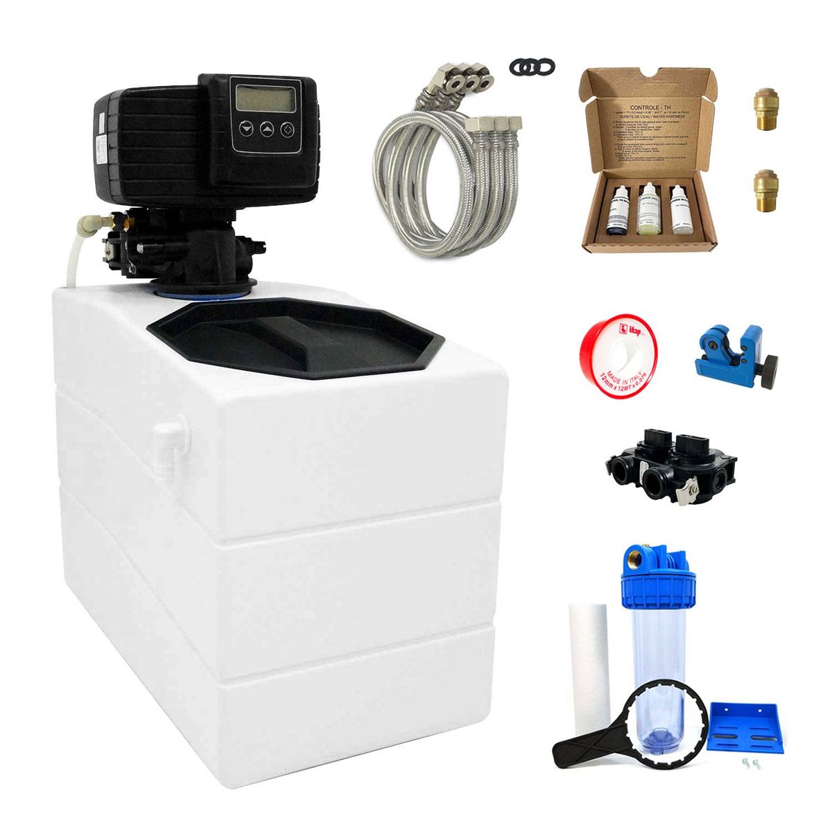 Adoucisseur Monobloc Avec Vanne Fleck 5600 Sxt TOODO Adoucisseur D'eau 4L Fleck 5600 SXT Volumétrique Complet Avec  Accessoires Fabriqué En France pas cher - Auchan.fr