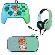 Casque Gamer Filaire Switch + Manette Filaire Animal Crossing + Housse de Protection Animal Crossing 