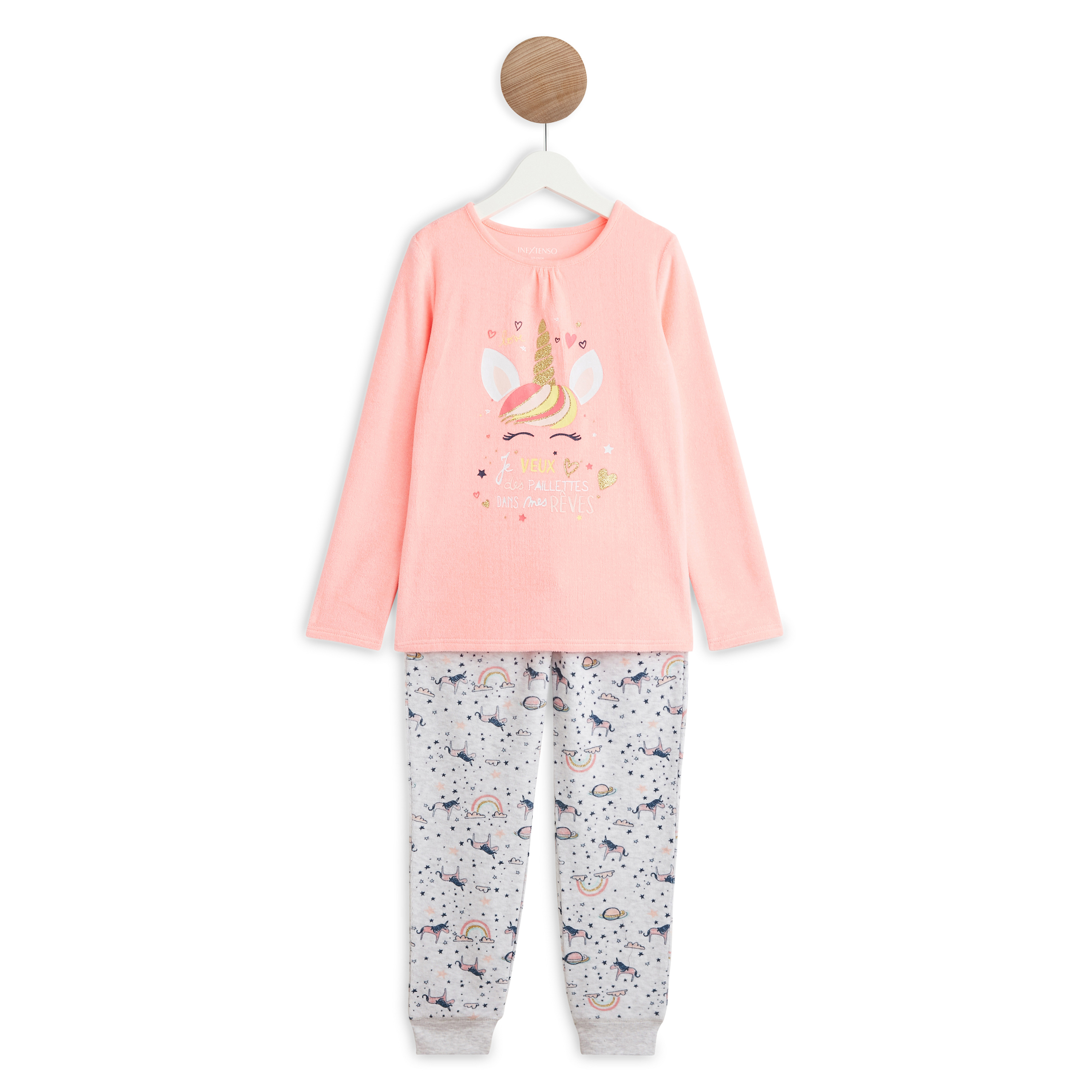 IN EXTENSO Ensemble pyjama velours licorne fille pas cher Auchan