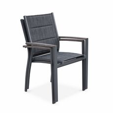 Alice's Garden Lot de 2 fauteuils - Chicago - En aluminium  et textilène, empilables (Gris)