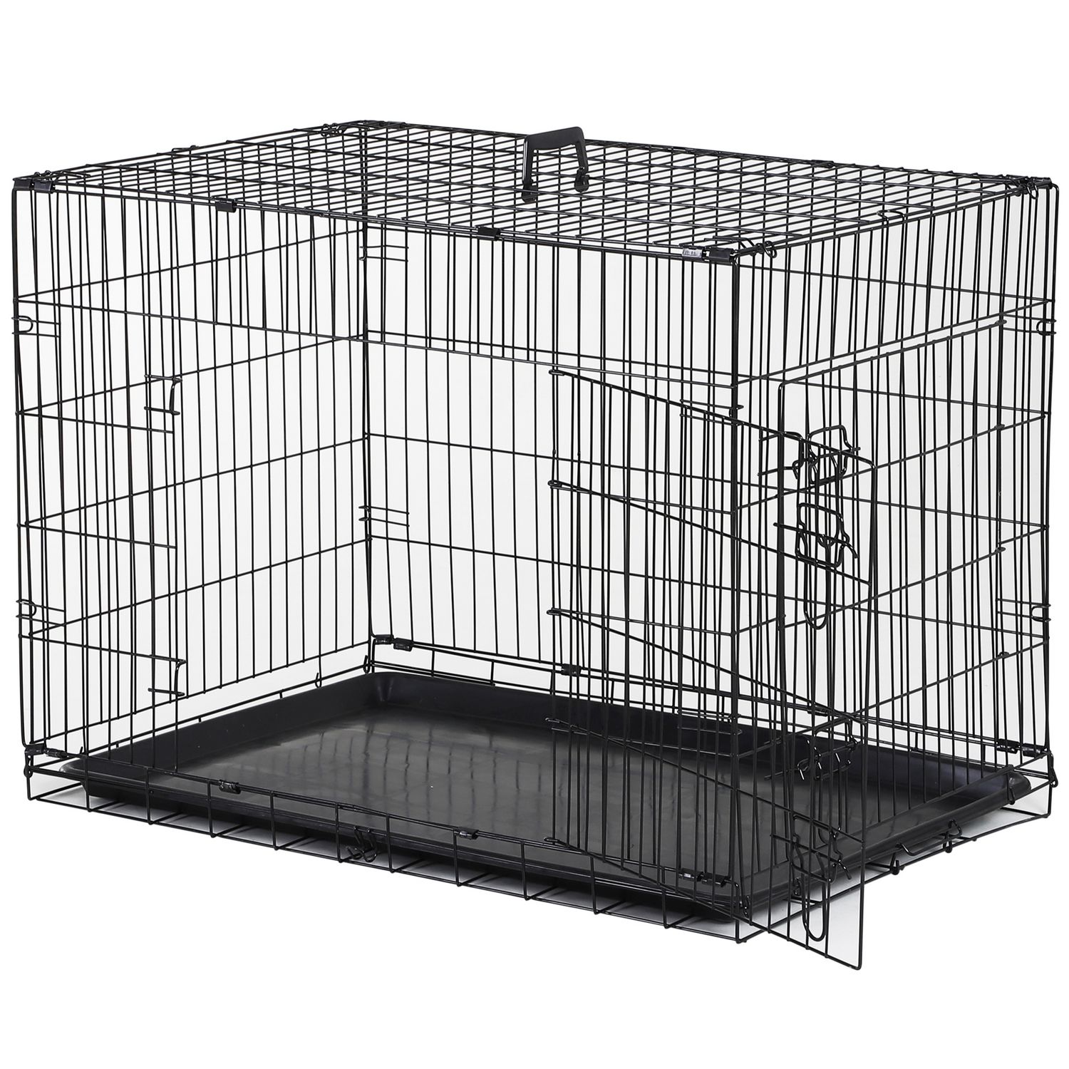 Cage de transport noire pour chien avec 2 portes 61 x 45 x 48 cm