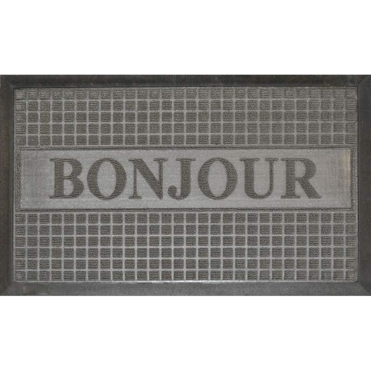 Paris Prix Tapis d'Entrée  Bonjour  45x75cm Gris