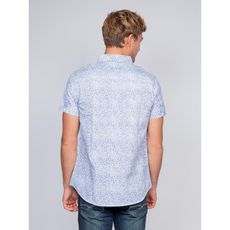 chemise manches courtes motifs deloman (Bleu)