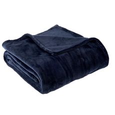 ACTUEL Plaid, couvre-lit, jeté de canapé uni très moelleux velvet 260 g/m² (Bleu nuit)
