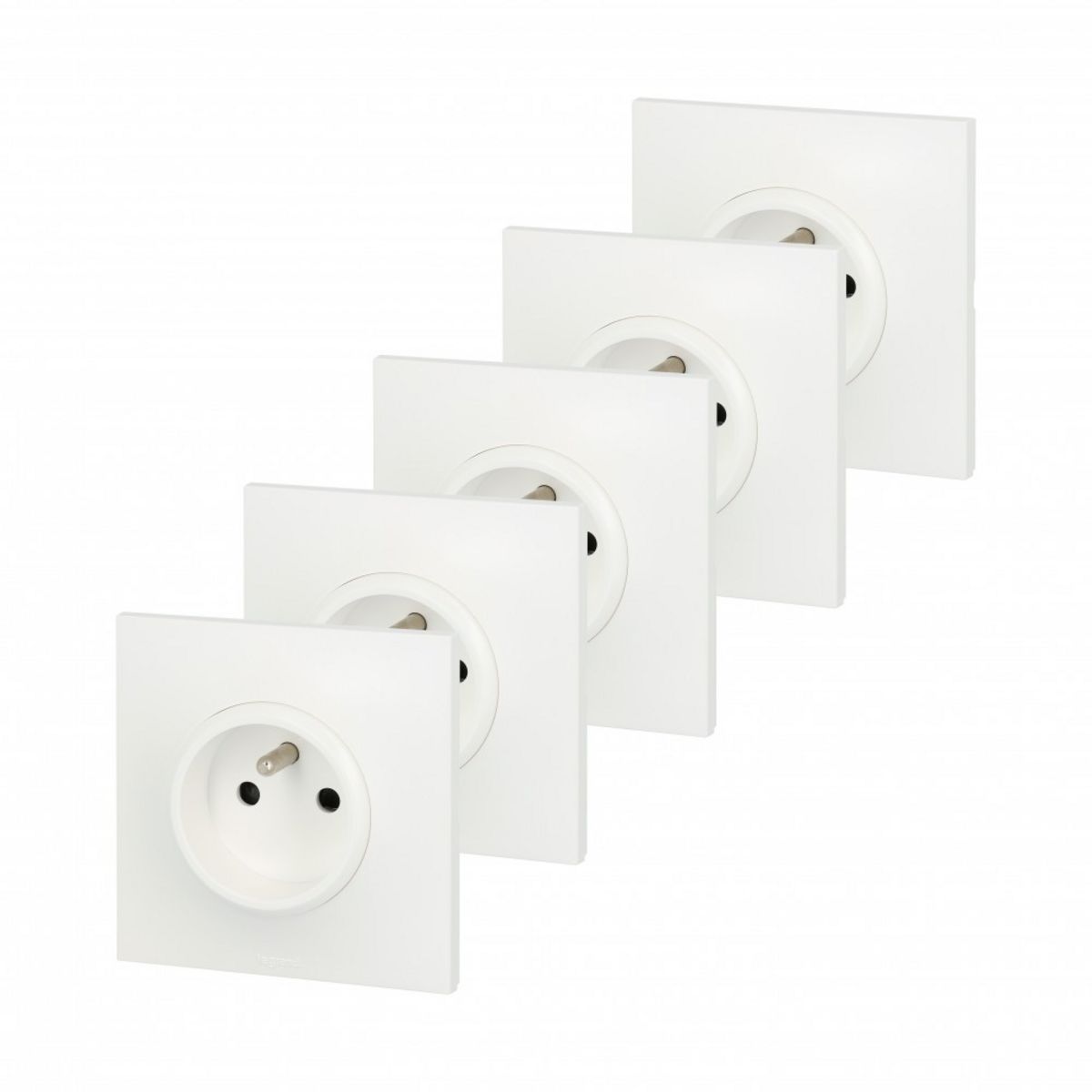 Lot De Prise Et Interrupteur Pas Cher Legrand Lot de 5 prises avec terre Neptune, blanc, LEGRAND pas cher -  Auchan.fr
