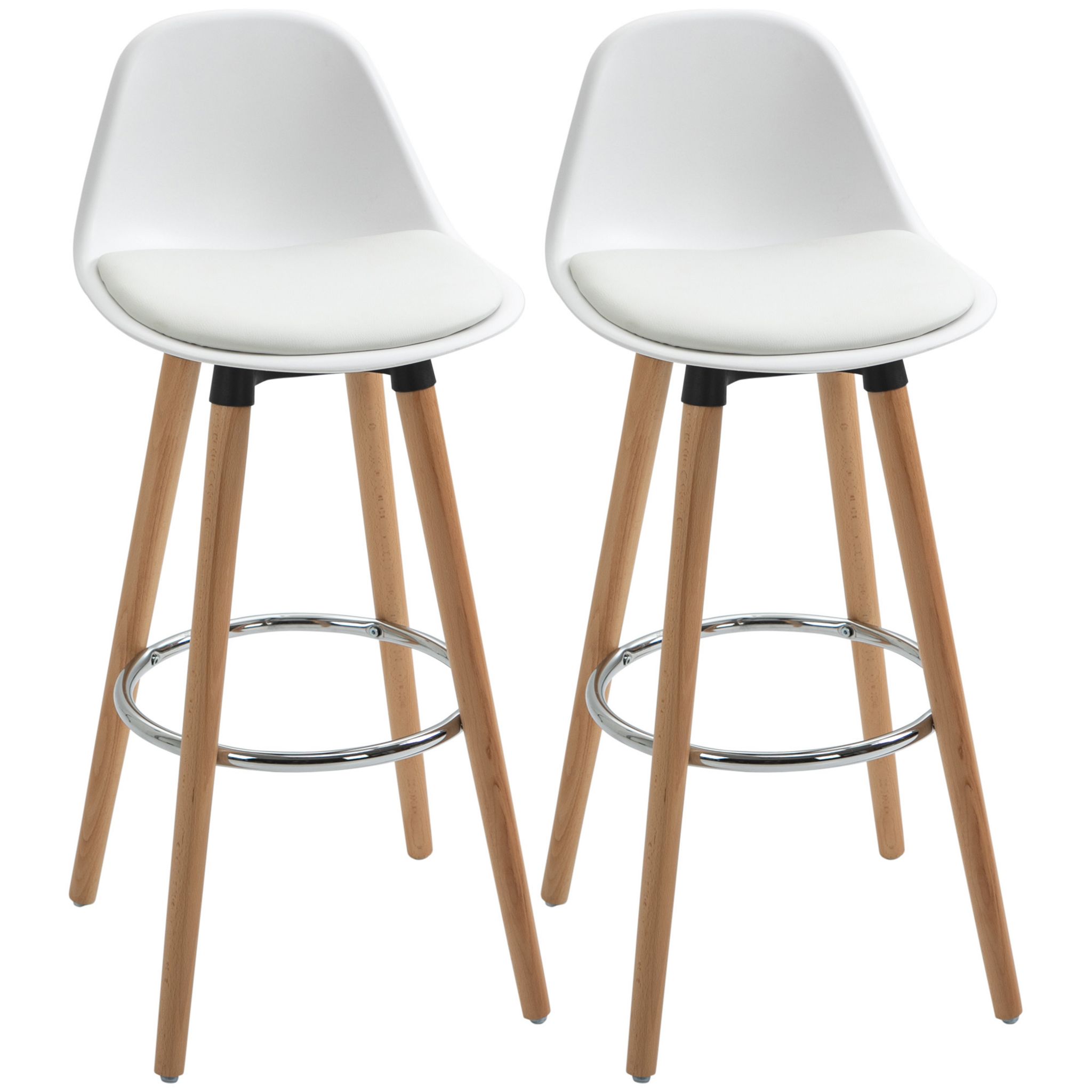 HOMCOM Tabourets de bar style scandinave - lot de 2 tabourets de