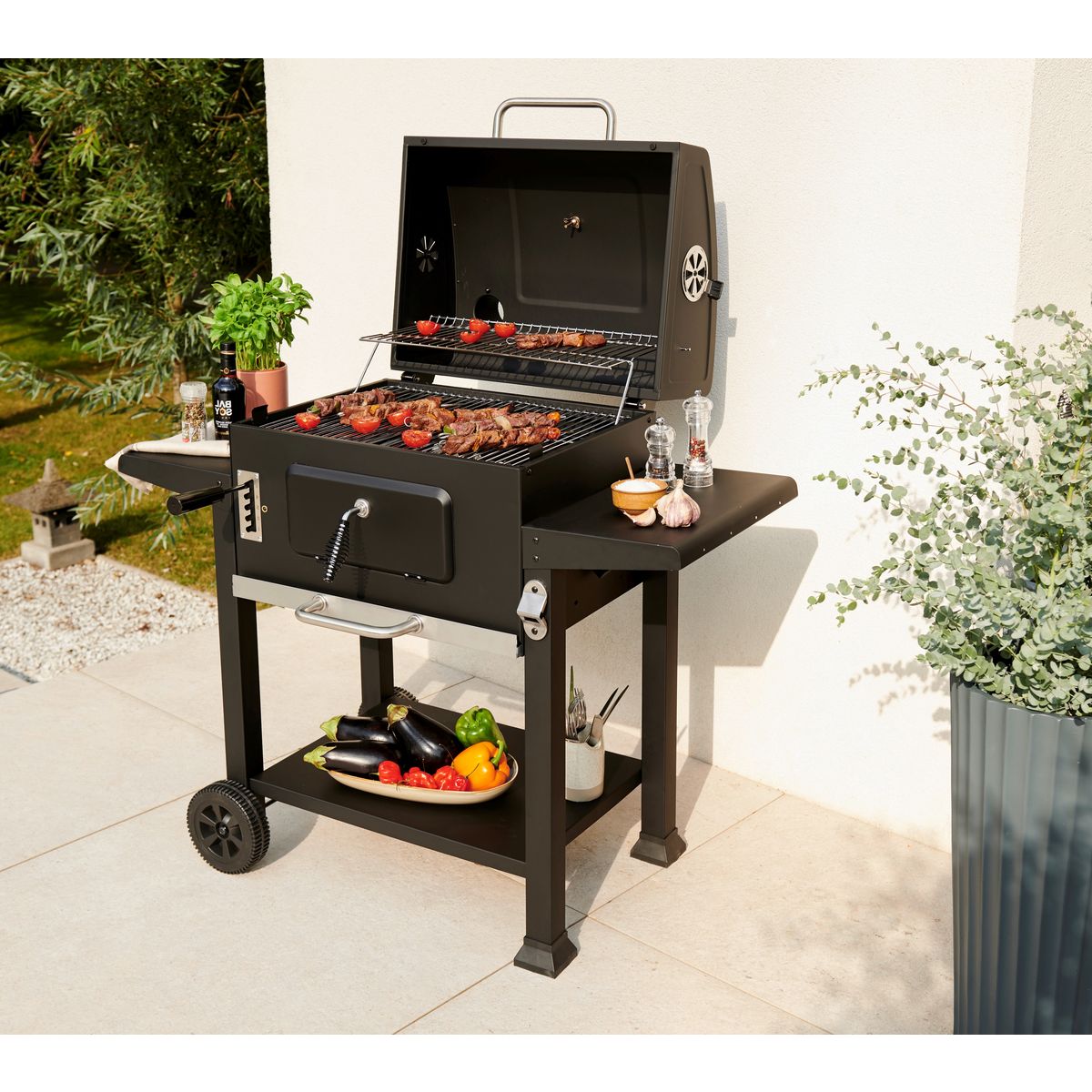 GARDENSTAR Barbecue charbon de bois en acier TITAN pas cher 