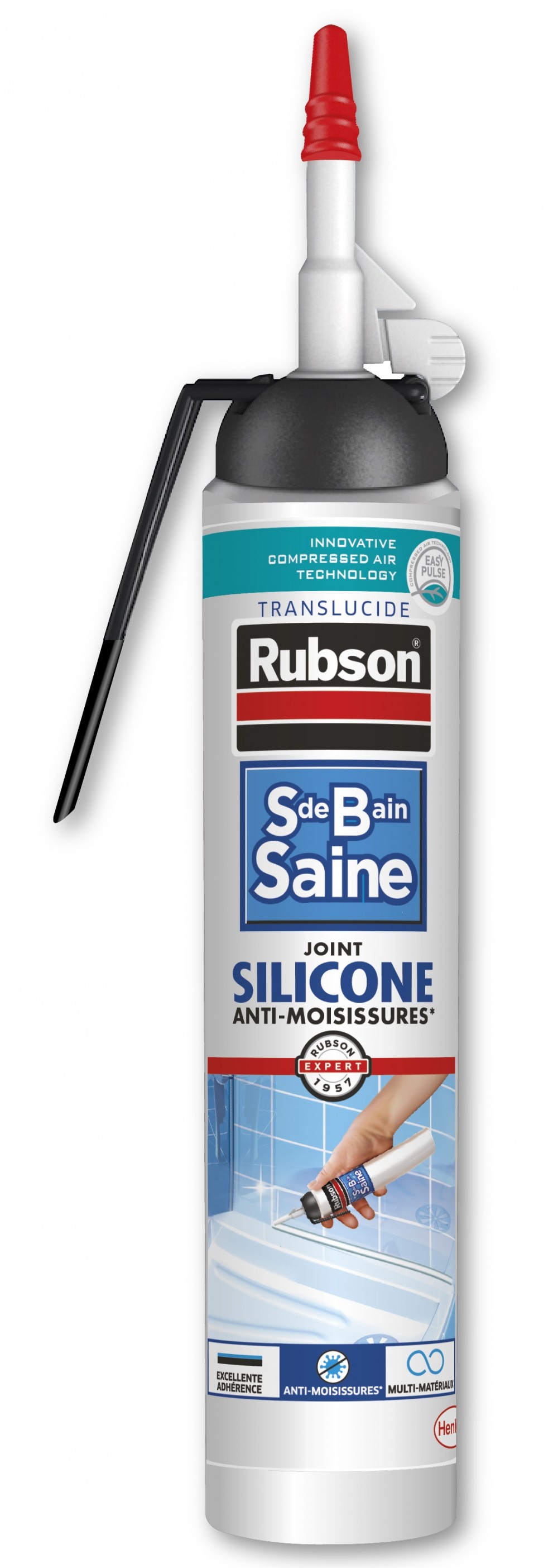 rubson Silicone carrelage RUBSON transparent, 200 ml Mastic sans pistolet  sdbs transpar pas cher 